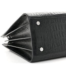 Calfskin Crocodile Embossed Small Sac de Jour Black