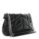 Lambskin Quilted Small Loulou Puffer Monogram Chain Satchel Black