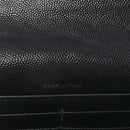 Grain De Poudre Matelasse Chevron Monogram Envelope Chain Wallet Black