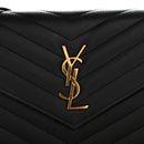 Grain De Poudre Matelasse Chevron Monogram Envelope Chain Wallet Black