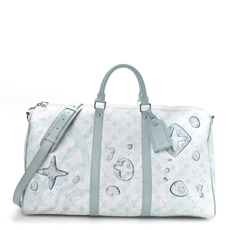 Monogram Aquagarden Keepall Bandouliere 50 Crystal Blue