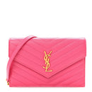 Grain De Poudre Matelasse Chevron Monogram Envelope Chain Wallet Fresh Fuchsia