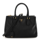 Saffiano Lux Small Galleria Double Zip Tote Black