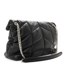 Lambskin Quilted Medium Loulou Puffer Monogram Chain Satchel Black