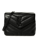 Calfskin Y Quilted Monogram Monochrome Toy Loulou Crossbody Bag Black