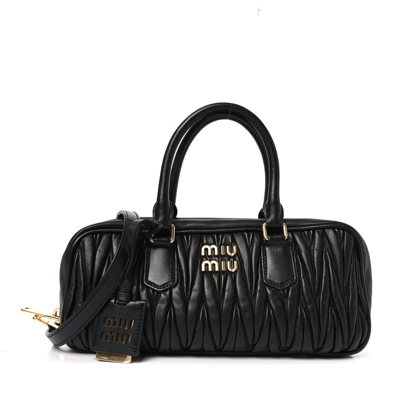 Nappa Matelasse Large Arcadie Top Handle Bag Black