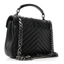 Sheepskin Matelasse Chevron Monogram Medium College Bag Black