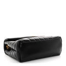 Calfskin Y Quilted Monogram Small Loulou Chain Satchel Black