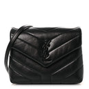 Calfskin Y Quilted Monogram Monochrome Toy Loulou Crossbody Bag Black