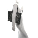Tessuto Nylon Calfskin Grommet Tote Black