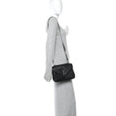 Sheepskin Matelasse Chevron Monogram Medium College Bag Black