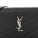 Grain De Poudre Matelasse Chevron Monogram Envelope Chain Wallet Black