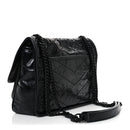 Crinkled Calfskin Matelasse Monogram Baby Niki Chain Satchel Black