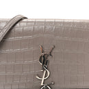 Calfskin Crocodile Embossed Kate Monogram Tassel Chain Wallet Fog