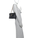 Calfskin Y Quilted Monogram Small Loulou Chain Satchel Black
