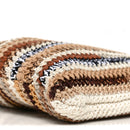 Cotton Crochet Stripe Vertical Tote Bag Naturale