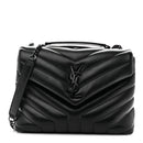 Calfskin Y Quilted Monogram Monochrome Small Loulou Chain Satchel Black