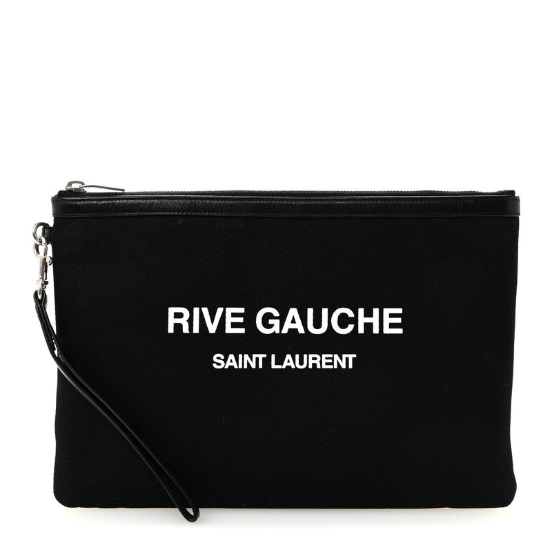 Linen Canvas Rive Gauche Zipped Pouch Black