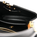 Raffia Calfskin Capucines MM Black Ecru