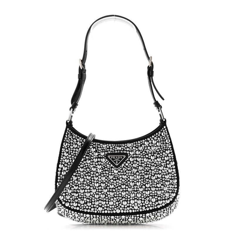 Satin Crystal Cleo Adjustable Strap Shoulder Bag Metal