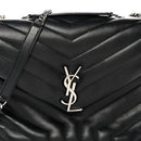 Calfskin Y Quilted Monogram Medium Loulou Chain Satchel Black