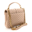 Sheepskin Matelasse Chevron Monogram Medium College Bag Dark Beige