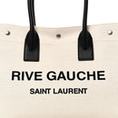 Linen Calfskin Small Rive Gauche Tote Greggio Natural