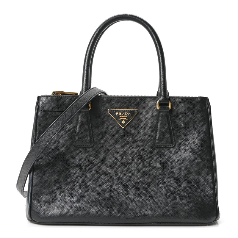Saffiano Small Galleria Double Zip Tote Black