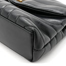 Calfskin Y Quilted Monogram Small Loulou Chain Satchel Black