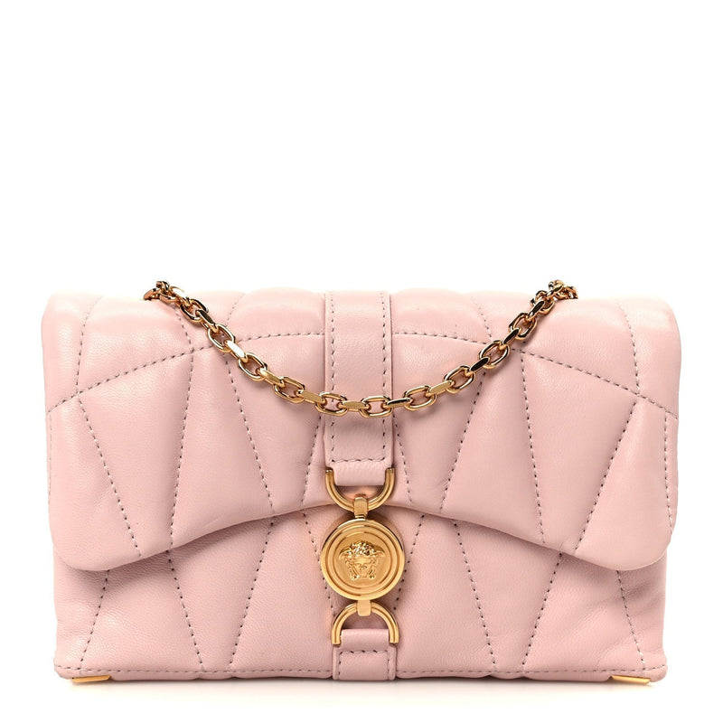 Lambskin Quilted Mini Kleio Crossbody Bag Light Pink