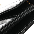 Grain De Poudre Matelasse Chevron Monogram Envelope Chain Wallet Black