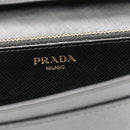 Saffiano Metal Flap Wallet With Strap Black