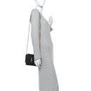 Coated Bark Calfskin Sunset Chain Wallet Black