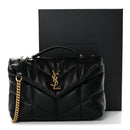 Lambskin Quilted Toy Loulou Puffer Monogram Chain Satchel Black