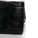Crinkled Calfskin Matelasse Monogram Medium Niki Shopper Tote Black