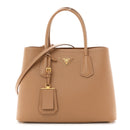 Saffiano Cuir Small Double Bag Caramel