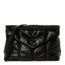 Lambskin Quilted Monogram Monochrome Medium Loulou Puffer Chain Satchel Black