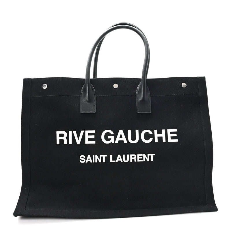 Linen Calfskin Rive Gauche Tote Black