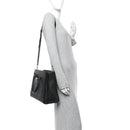 Grainy Calfskin Large Virtus Top Handle Tote Black