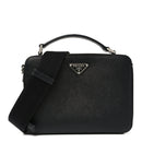 Saffiano Travel Medium Brique Crossbody Bag Black