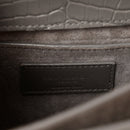 Calfskin Crocodile Embossed Medium Monogram Sunset Fog