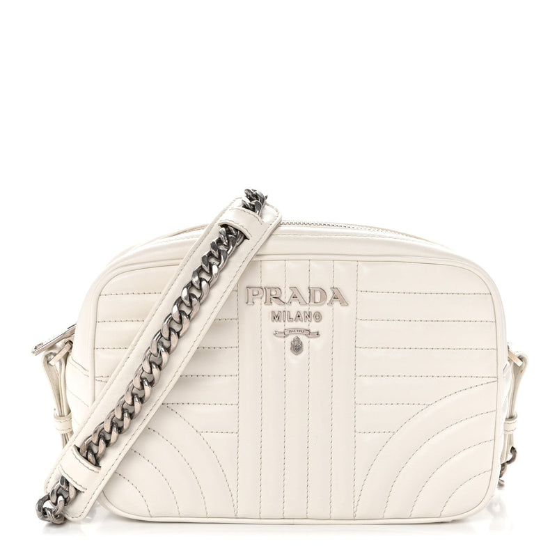 Soft Calfskin Diagramme Camera Bag White