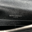 Grain De Poudre Matelasse Chevron Monogram Envelope Chain Wallet Black