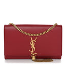 Smooth Calfskin Medium Classic Monogram Kate Tassel Satchel Lipstick Red