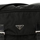 Tessuto Nylon Saffiano Double Buckle Messenger Shoulder Bag Black