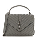Sheepskin Matelasse Chevron Monogram Medium College Bag Granite