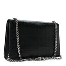 Calfskin Crocodile Embossed Medium Classic Monogram Kate Tassel Satchel Black