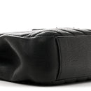 Sheepskin Matelasse Chevron Monogram Monochrome Medium College Bag Black