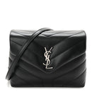 Calfskin Y Quilted Monogram Toy Loulou Crossbody Bag Black