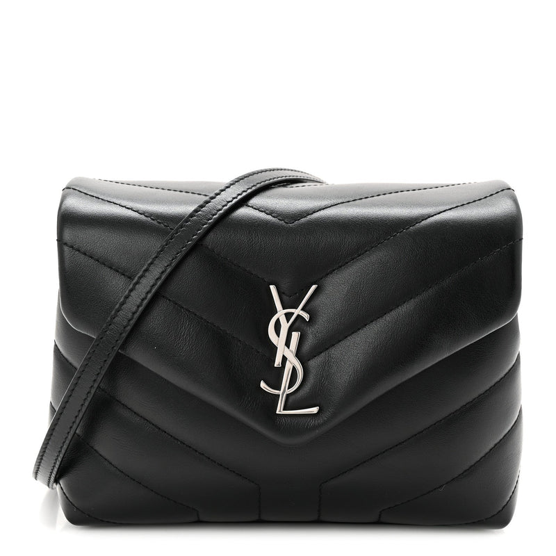 Calfskin Y Quilted Monogram Toy Loulou Crossbody Bag Black